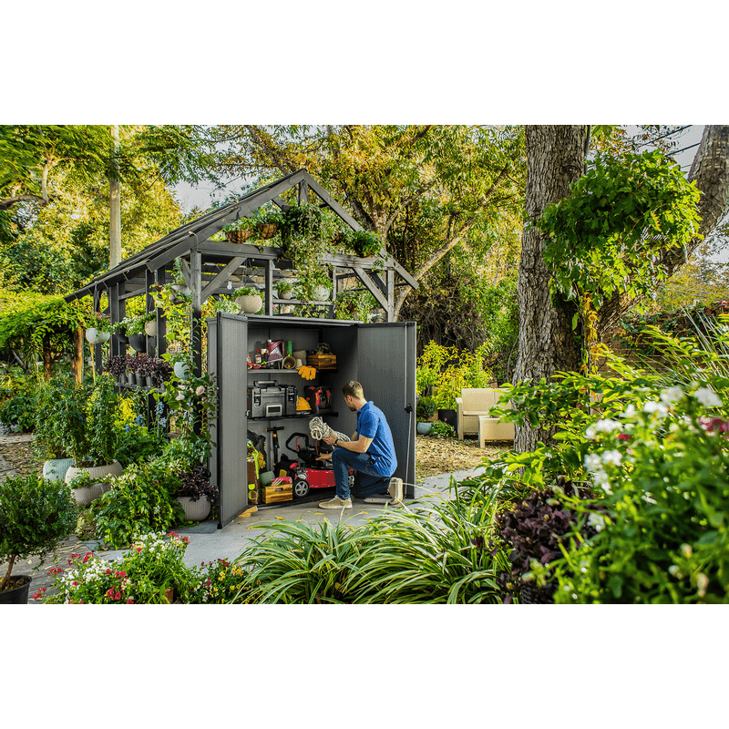 Keter 4’x2′ Cortina Alto Heavy Duty Vertical Plastic Garden Shed with Shelves